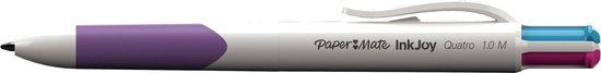 Paper Mate InkJoy Quatro Balpen - Medium Punt - 12 stuks - Blauw, Groen, Roze, Paars