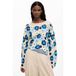 Desigual gebloemde sweater blauw gehaakt