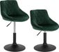 Happyment Luxe barkrukken, set van 2 – Industrieel design – Donkergroen – Hoogte verstelbaar en 360° draaibaar – Fluweelzitting – Met rugleuning – Geschikt voor keuken en bar