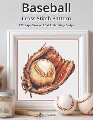 Baseball Cross Stitch Pattern: A Vintage Glove and Ball Embroidery Design