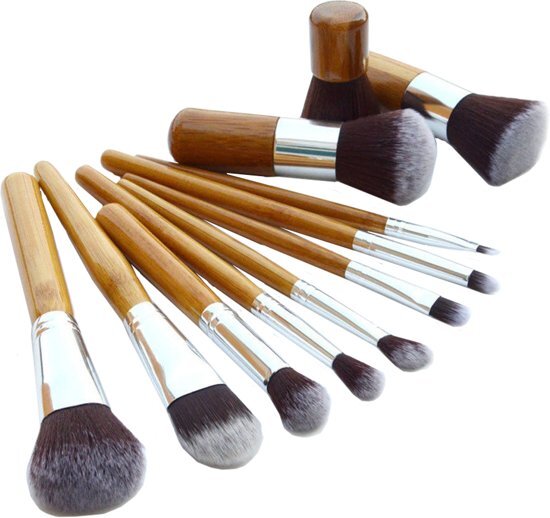 Evvie make-up kwasten set, 11-delig â€“ bamboe â€“ Basic Collection