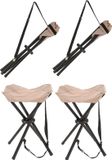 Redcliffs Trépied tabouret pliant - 4x - beige - métal - 45 cm
