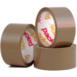 Packatape Pakkettape bruin 66 m lang en 48 mm breed 3 rollen