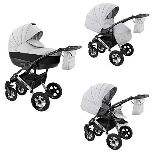 Lux4Kids Kinderwagen Pram 2in1 3in1 Isofix Autostoel Pushchair Sev door ChillyKids 3in1 with baby seat Black Heaven Grey XSE-1