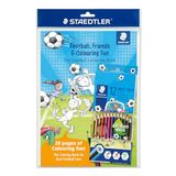 STAEDTLER Noris colour 185 kleurpotloden voetbal-kleurboekset met 12 kleuren en kleurboek – kleurpotloden voor kinderen en volwassenen, gemaakt van gerecycled hout, levendige kleuren, breukvast