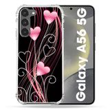 Versterkte Samsung Galaxy A56 5G Love Heart Rose Opstaande op Zwart Versterkte hoes