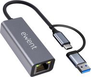 Ewent EW9819 interface hub USB 3.2 Gen 1 (3.1 Gen 1) Type-A + Type-C 1000 Mbit/s Grijs