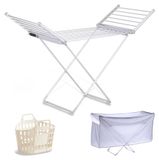 Icecat Sèche-linge chauffant, pliable, avec 18 barres, éclairage LED et minuterie