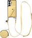 AVY Leren Hoesje geschikt voor Samsung Galaxy S26 Plus | Met Koord, Wallet en Pouch | Compatibel met MagSafe | Leather Case met 130CM Koord | Long Leather | Croco Geel
