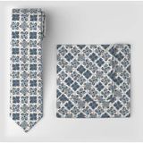 OLYMP Set das, zakdoek blauw, Motief