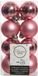 Decoris kleine kerstballen - 16x st - lippenstift roze - 4 cm - kunststof - kerstversiering