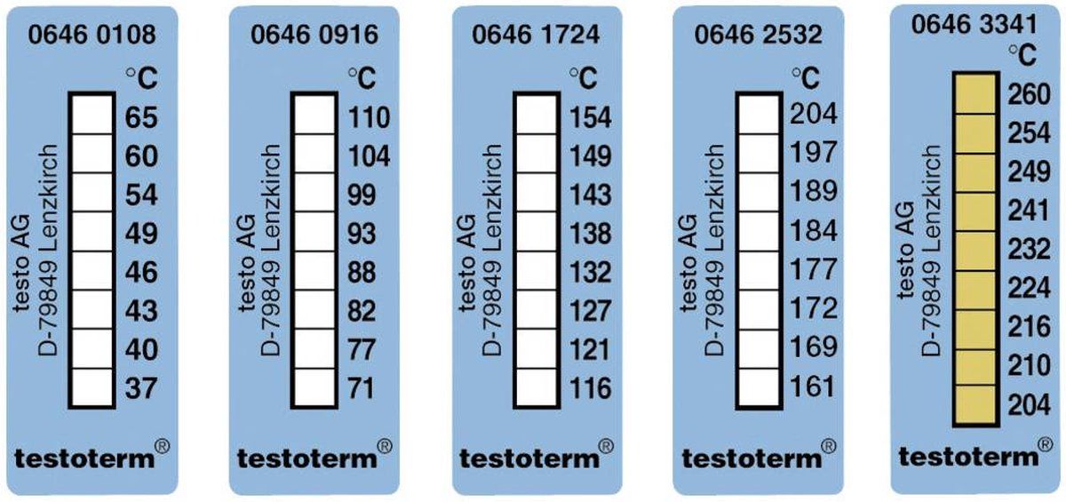 TESTO testoterm Temperatuurmeetstrip 71 tot 110 °C - 10 stuks