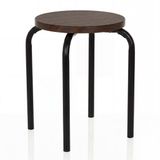 hjh LIVING Stapelbare kruk / zitkruk Alranda Metaal / MDF zwart / walnoot