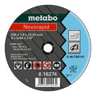 Metabo Novorapid - Doorslijpschijf - 180 x 1,5 x 22,23 mm - Inox - 25 stuks