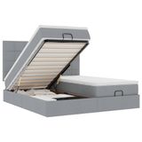 vidaXL Ottoman bed with mattresses 200x200cm fabric light grey