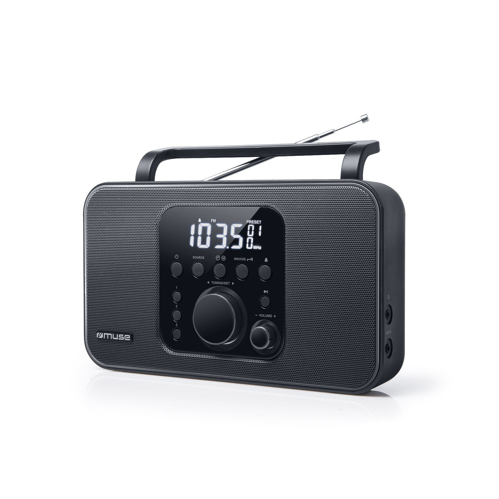 Muse Electronics Muse M-091R - Draagbare stereo radio met wekker - Zwart