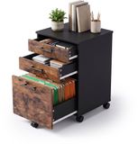 Merkloos Relaxdays Rolcontainer - Zwart-Bruin - 40x57,5x40 cm - Met Wielen