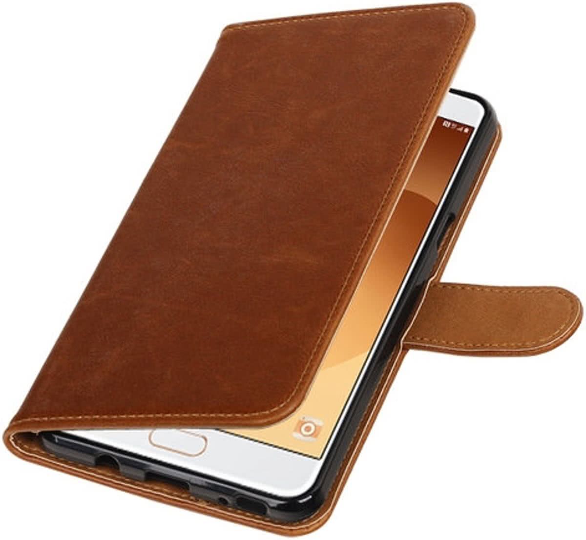 Best Cases Bruin Pull-Up PU booktype wallet cover hoesje voor Samsung Galaxy C9