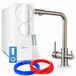 Ari Waterfilterset, omgekeerde osmose systeem zonder tank, 800 GPD, messing 3-weg keukenkraan, keramische cartridge, 360° draaibaar, roestvrijstalen beluchter, tweegreeps kraan