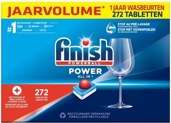 FINISH POWERBALL POWER ALL IN 1 Vaatwastabletten - 272 stuks