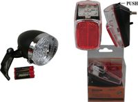 Set d'éclairage de vélo phare classique et feu arrière - LED - éclairage de vélo universel à piles - phare / feu arrière