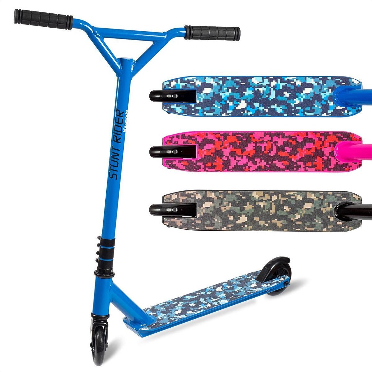 LifeGoods StuntRider - Stuntstep voor Jongens/Meisjes - 8+ Jaar - 100mm Wielen - ABEC7 Lagers - Blauw/Zwart