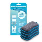 E-Cloth 4-pack afwaskussen, microvezel anti-kras keukenschotel schrobberspons, reinigt efficiënt afwas, gootsteen en aanrechtblad reinigen, wasbaar en herbruikbaar, 100 wasbelofte, blauw