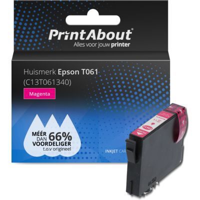 PrintAbout Huismerk | T061340 Magenta Inktcartridge | Compatibel met Epson