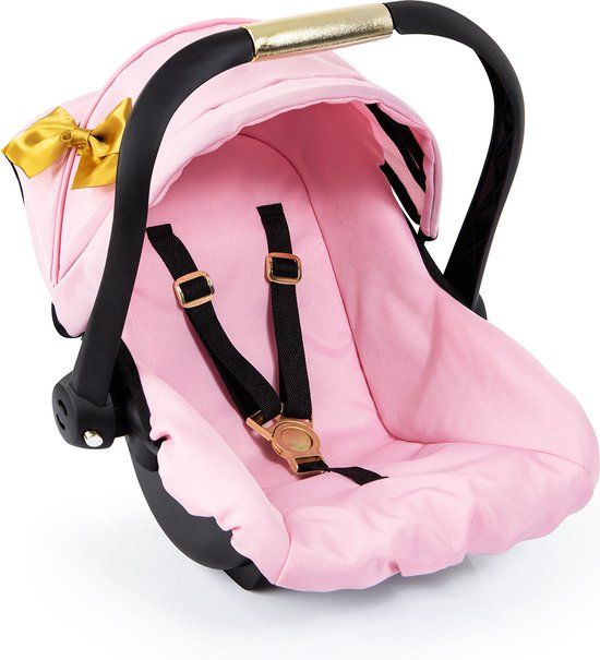 Bayer Design - Deluxe Car Seat with Cannopy - Gold Bow - Black/Pink