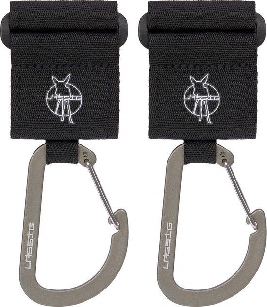 LÄSSIG Lassig 2 Stuks Black Carabiner Tassenhaak