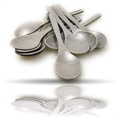 Kerafactum Plastic lepel Gray eierlepel kleurrijke lepel van plastic | 10 plastic lepels theelepel plastellepel | 1 kleur jamlepel koffielepel kleine kunststof yoghurtlepel