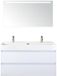 BES LED Maxx XL Badmeubelset 120 cm - Wit Hoogglans - Wastafel Kube Enkel 2 Kraangaten met Sence Spiegel