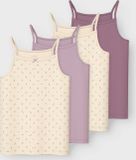 NAME IT NKFSTRAP TOP 4P AOP NOOS Meisjes Onderhemden Buttercream Katoen/Elastaan Ronde hals Mouwloos Maat 104