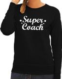 Bellatio Decorations Shoppartners Bv Super coach cadeau sweater zwart voor dames - zwarte supercoach sweater/trui - kado trui S