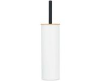 Berilo Alicante Toiletborstel in houder / wc-borstel - rvs metaal met bamboe - wit - 38 cm