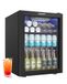 EUHOMY Drankenkoelkast, 68 blikjes/48 liter, mini-koelkast met glazen deur, bierkoeler, tafel-drankkoelkast, vrijstaande koelkast met led, verstelbaar rek en digitaal display, zwart