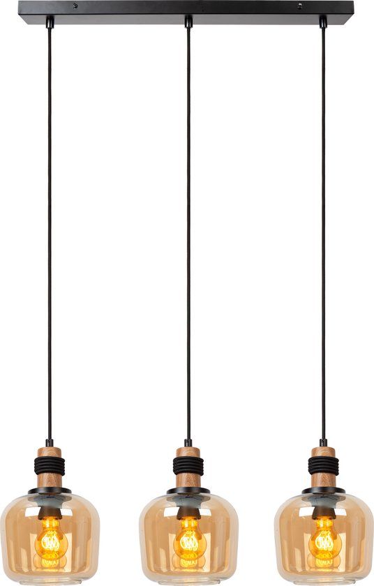 Lucide ILONA Hanglamp - 3xE27 - Amber - Met dimfunctie
