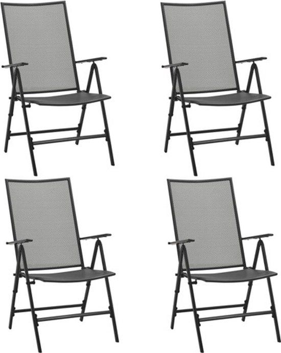vidaXL Klapstoelen mesh 4 st staal antraciet