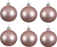 Decoris Boules de Noël set - 12x pièces - rose clair - verre - 6 cm - mat
