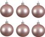 Decoris Boules de Noël set - 12x pièces - rose clair - verre - 6 cm - mat