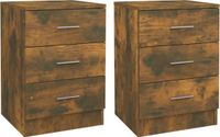vidaXL Nachtkastjes - Set van 2 - Bewerkt Hout - Gerookt Eikenkleurig - 38x35x56 cm