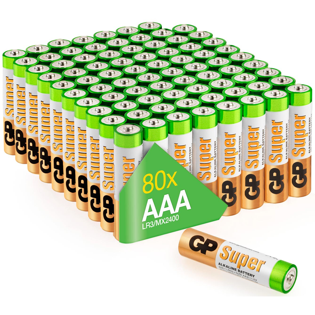 GP Batteries Super Alkaline batterijen AAA micro mini penlite LR03 batterij 1.5V - 80 stuks - AAA batterij