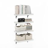Furinno Tanna zwevende wandplanken, 57 cm, witte textuur, 4 stuks