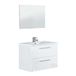 Hangkast met spiegel, wit, glanzend, 2 laden met progressieve sluiting en moderne handgrepen voor wastafels, 80 x 45 x 57 cm, zonder wastafel