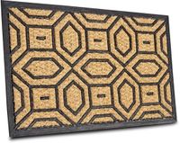 Hanse Home Deurmat Kokos en Rubber voor Binnen en Buiten - Buitenmat met Vuilvanger, Natuurlijk, Buiten Geometrisch Patroon, Weerbestendig en Antislip voor Hal, Terras, Entree - 45x75cm