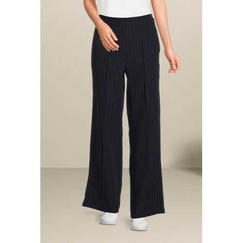 PIECES PCBOSSY High Waist Wide Leg Trousers with Pinstripes - Blue
