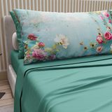 PETTI Artigiani Italiani - Katoenen beddengoed met kussenslopen met digitale print, laken voor Frans bed, beddengoedset patroon 345 petrol, 100% Made in Italy