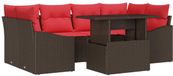 vidaXL Banc de jardin marron et rouge polyrotin