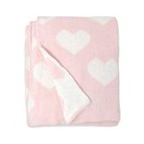 Living Textiles Roze harten chenille zachte babydeken