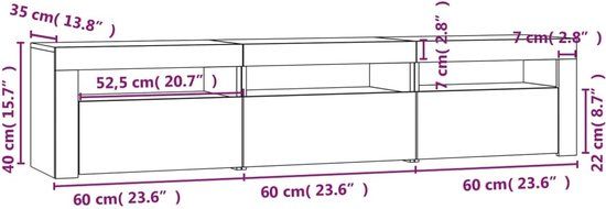 vidaXL Tv-meubel met LED-verlichting 180x35x40 cm grijs sonoma eiken
